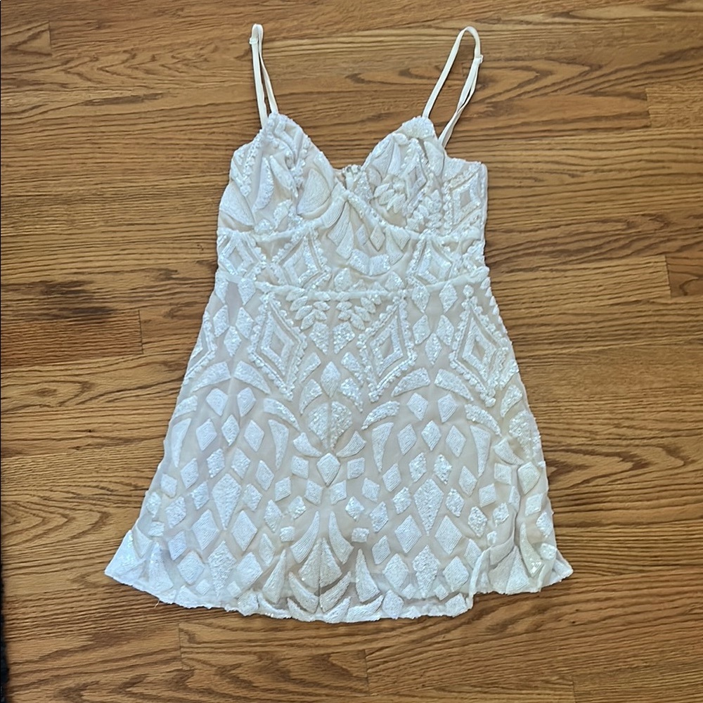 White Sequins Mini Dress